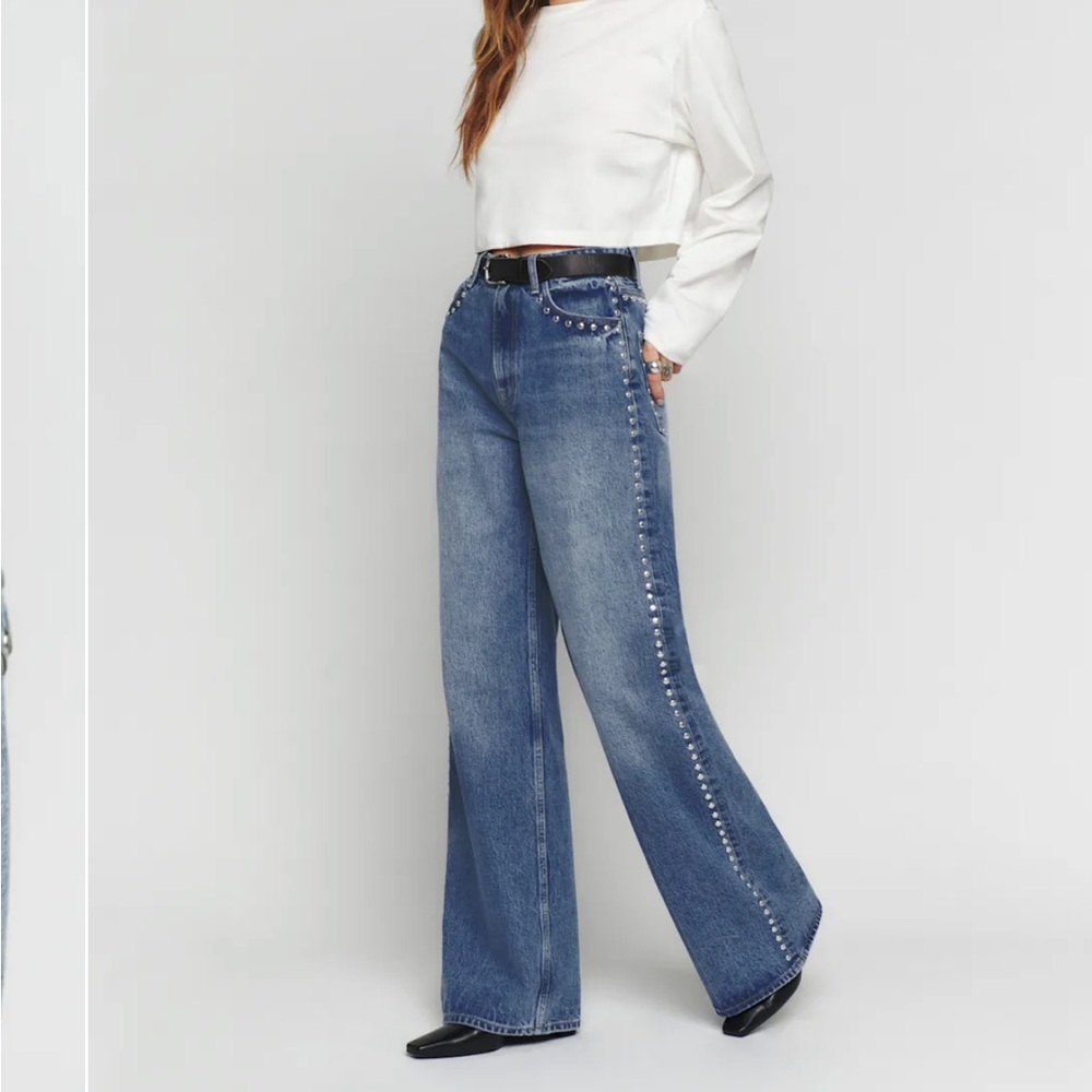 Reformation Medium Cary Jeans with Studded-Trim Sides
